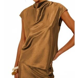 NEW RAILS loretta cowlneck top in ginger